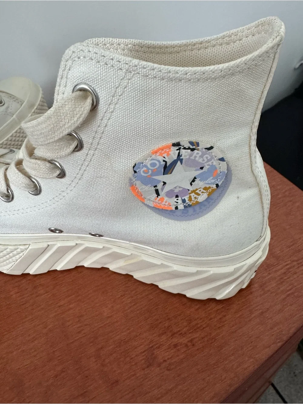 Converse Cream Platform High-Top Sneakers